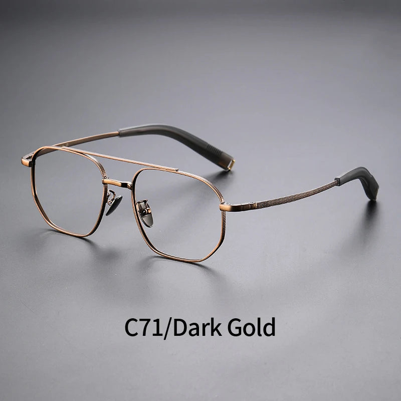 Trendy Men's Large size Titanium Frames Stylish, Double Bridge, Casual, Comfortable, Optical Prescription Eyewear for Men 07518