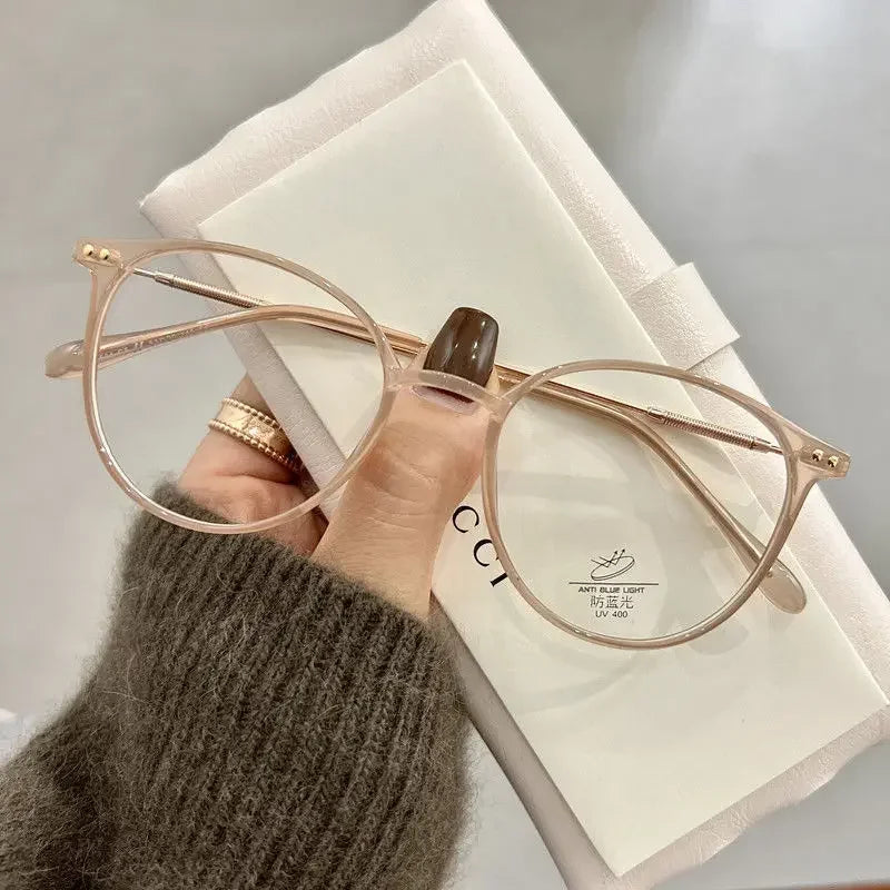 Round Blue Light Blocking Short Sighted Eyewear Luxury Ladies Myopia Glasses Unisex Fashion Women's Minus Sight Eyeglasses -4.0