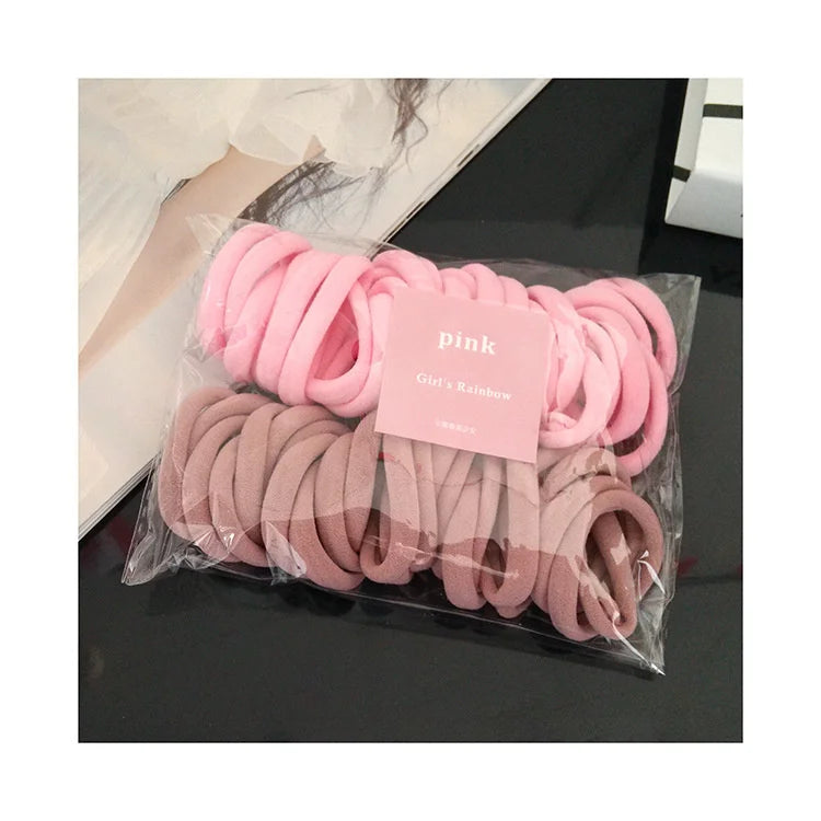 50PCS/Set Women Girls 4CM 2CM Colorful Nylon Elastic Hair Bands Ponytail Holder Rubber Bands Scrunchie Headband Hair Accessories