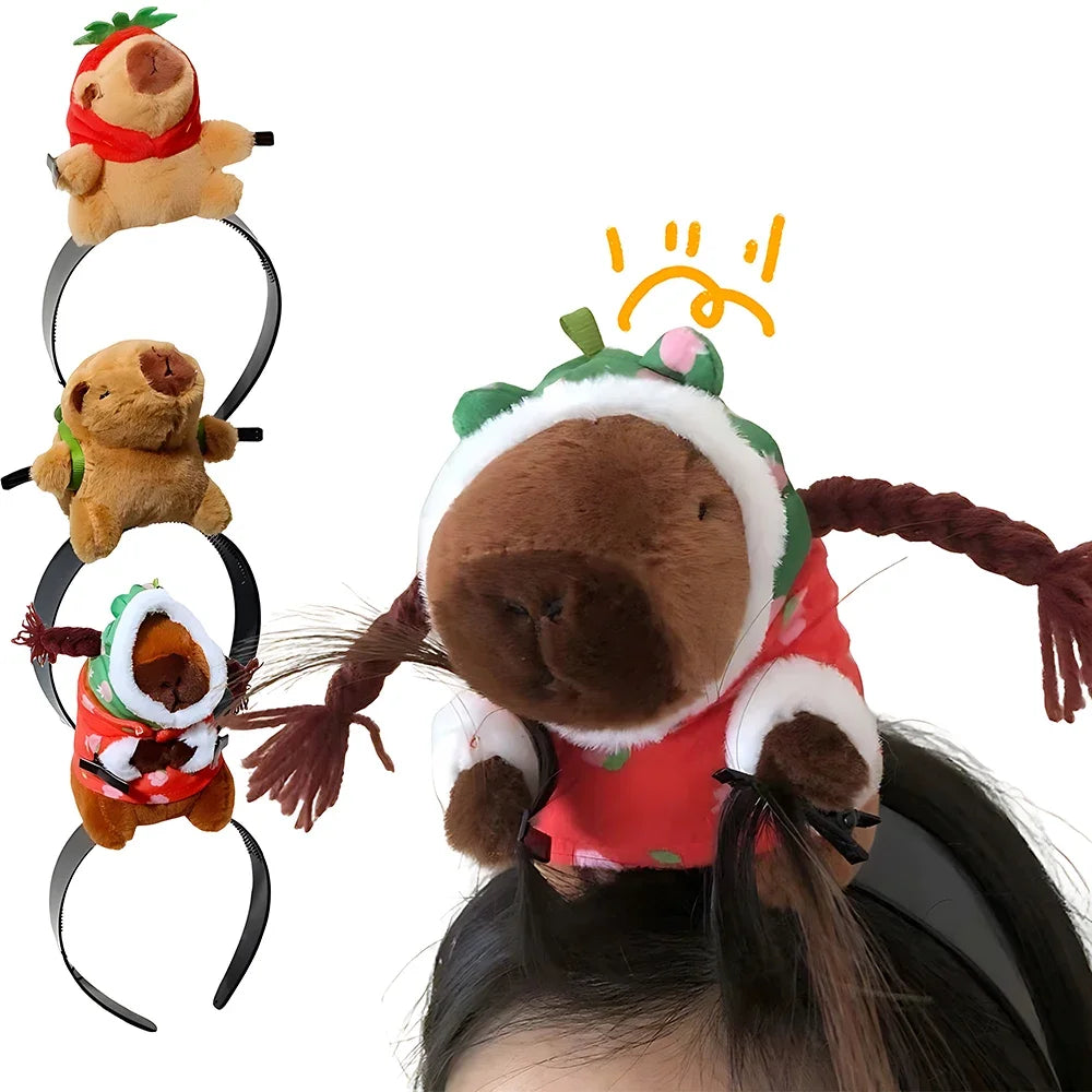 Headband Cartoon Funny Capybara Hair Hoop Summer Women's Cute Face Wash Headband Funny Plush Hair Band Hair Accessories