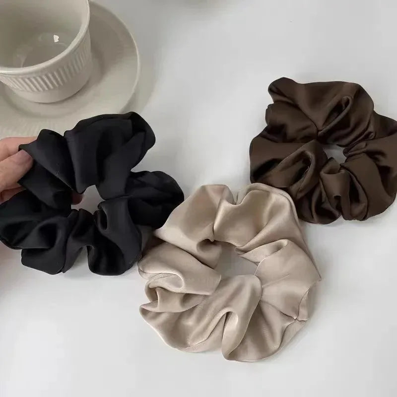 1pcs Women Silk Satin Scrunchies Korean Ladies Girls Korean Elastics Hair Band Ponytail Hold Hair Tie Satin Hair Accessories