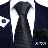 Brand Fashion 8 cm Tie For Men Woven Festive Present Tie Handkerchief Cufflink Set Necktie Shirt Accessories Red Striped