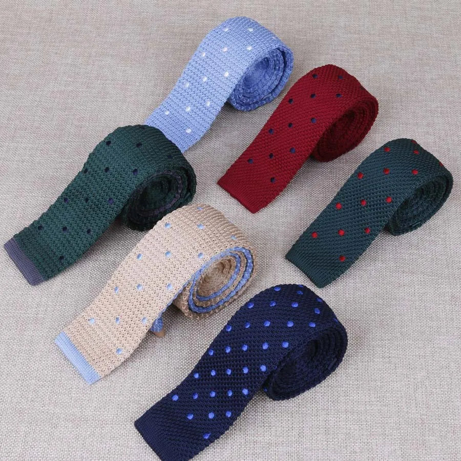 Men's Suits Knit Tie Plain Necktie For Wedding Party Tuxedo Casual Dots Woven Skinny Gravatas Cravats Accessories 25colors