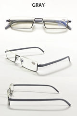 Men Women Metal Blue Light Blocking Reading Glasses with Case TR90 Half Frame HD Prescription Eyewear Presbyopia Diopter