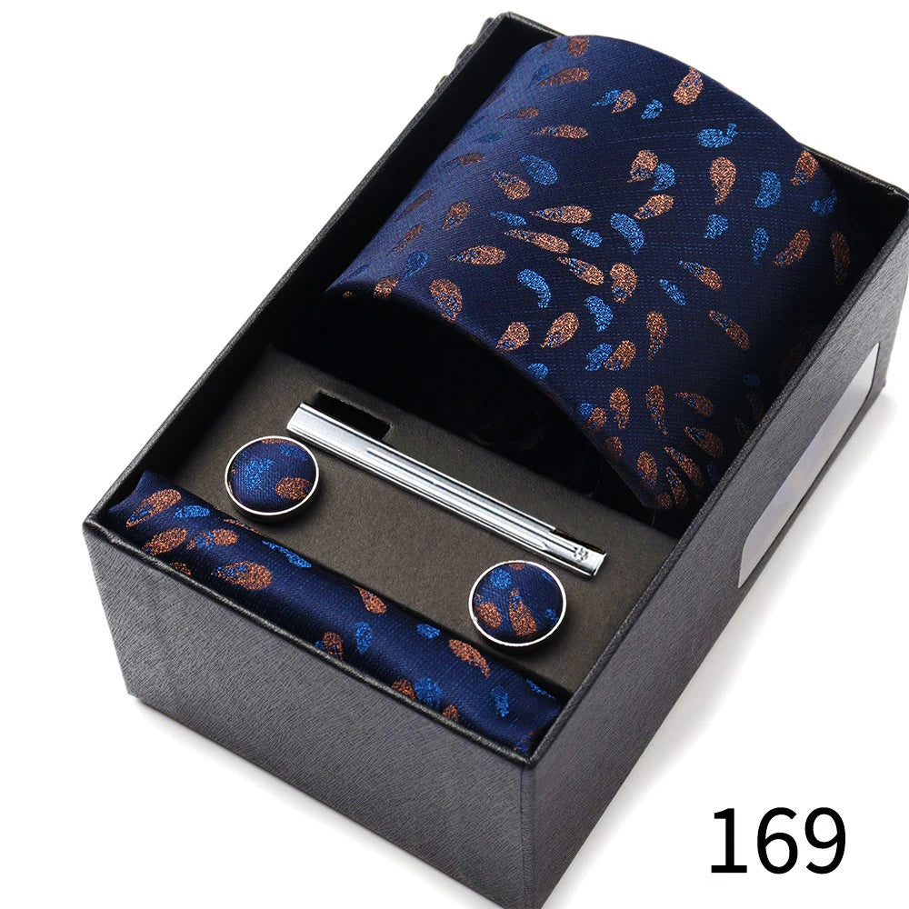 Men's Tie Gift Box With Neckties Handkerchiefs Cufflinks Tie Clips 6-Piece sets Group Business Wedding Festival Formal Ties