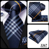 Hi-Tie Designer Grey Plaid Novelty Silk Wedding Tie For Men Handky Cufflink Gift Mens Necktie Fashion Business Party Dropshiping