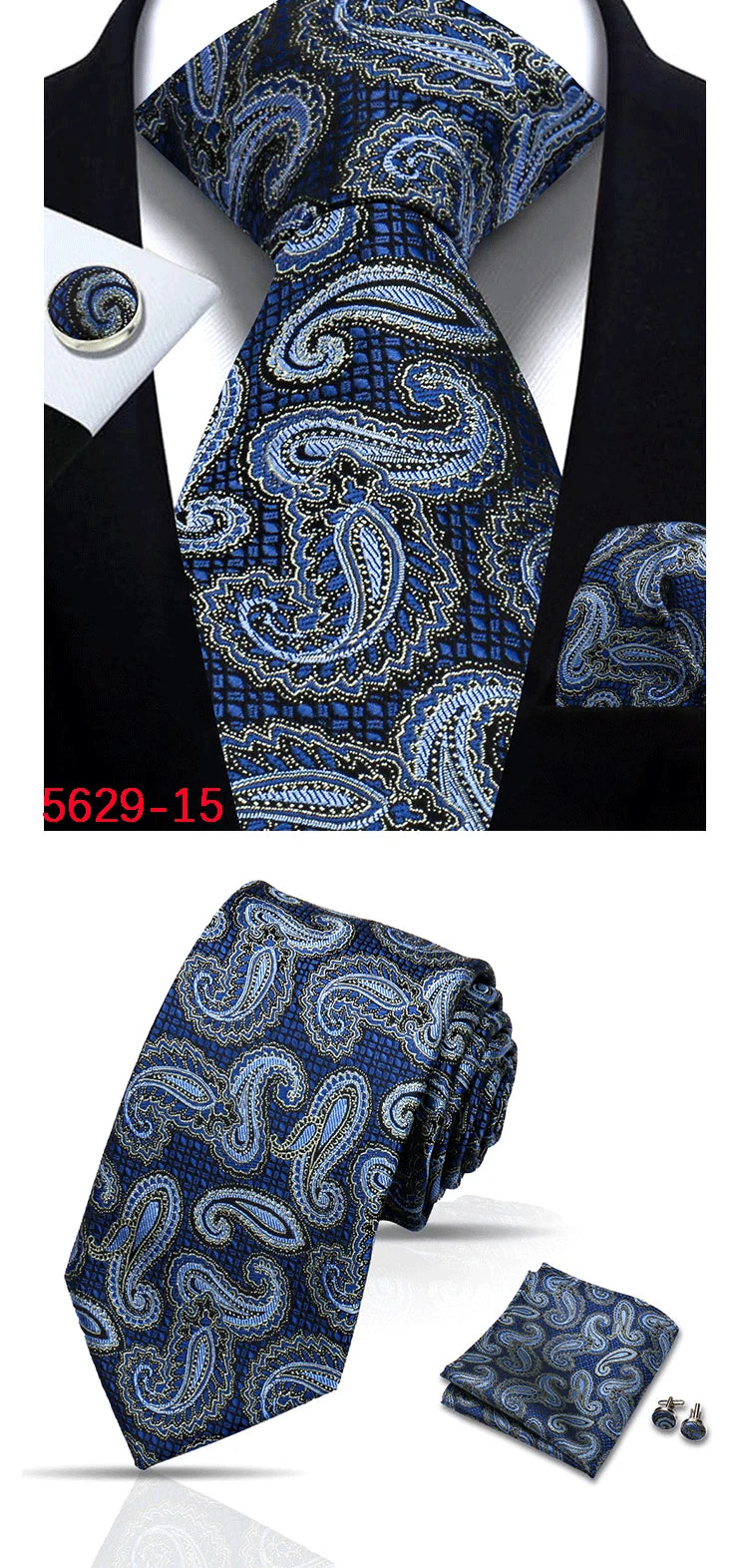 Mens Tie Paisley Jacquard Woven 8cm Formal Business Wedding Necktie Pocket Square Set Suit Cravat High Quality Handmade Gravata