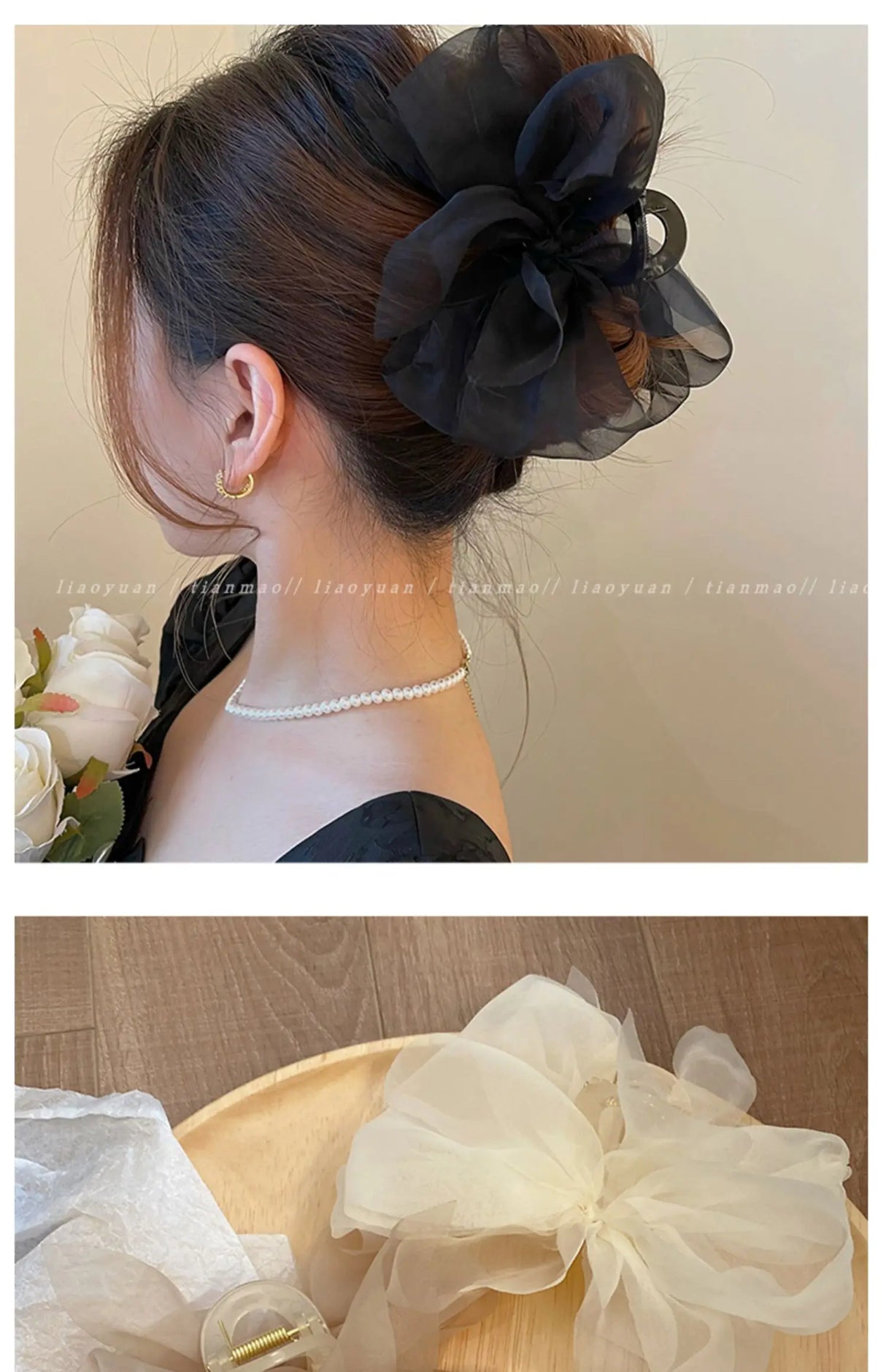 New Mesh Bow Grip Clip Female Ponytail Braid Hair Claw Clip Elegant Girl Hair Clip Hair Accessories Gift Headdress
