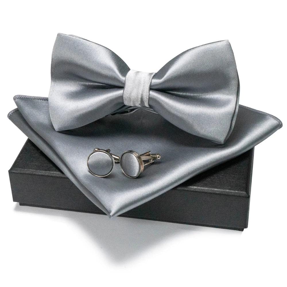 EASTEPIC Men's Bow Tie Sets Including Cufflinks and Handkerchieves Bow Ties with Adjustable Straps for Formal Occasions