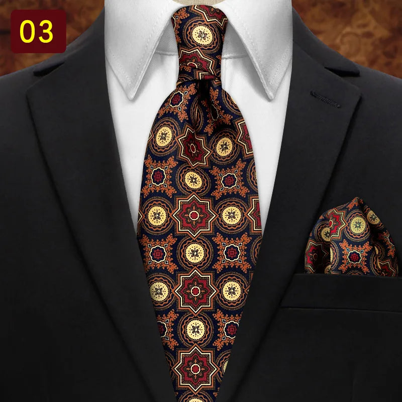 MUGIVALA 9CM Retro business banquet suit paisley vintage pattern tie pocket square set