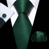 Luxury Silk Mens Ties Set Black Green Leaves Floral Neck Tie Handkerchief Cufflinks Set Wedding Business Party Barry·Wang 5938