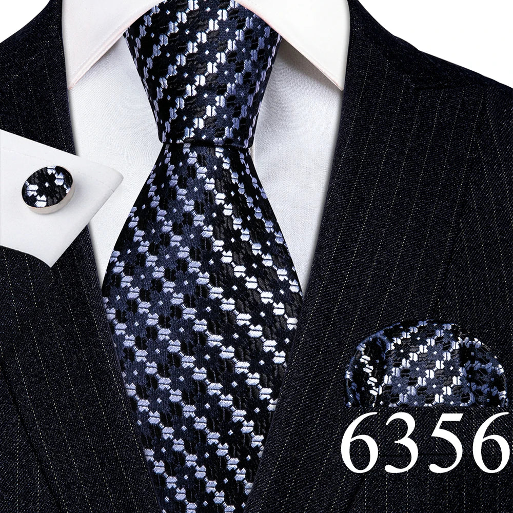 Novelty Teal Dots Tie For Men Fashion Trend Neck-Tie Woven Pocket Square Cufflinks Set Party Business Designer Barry.Wang FA-635