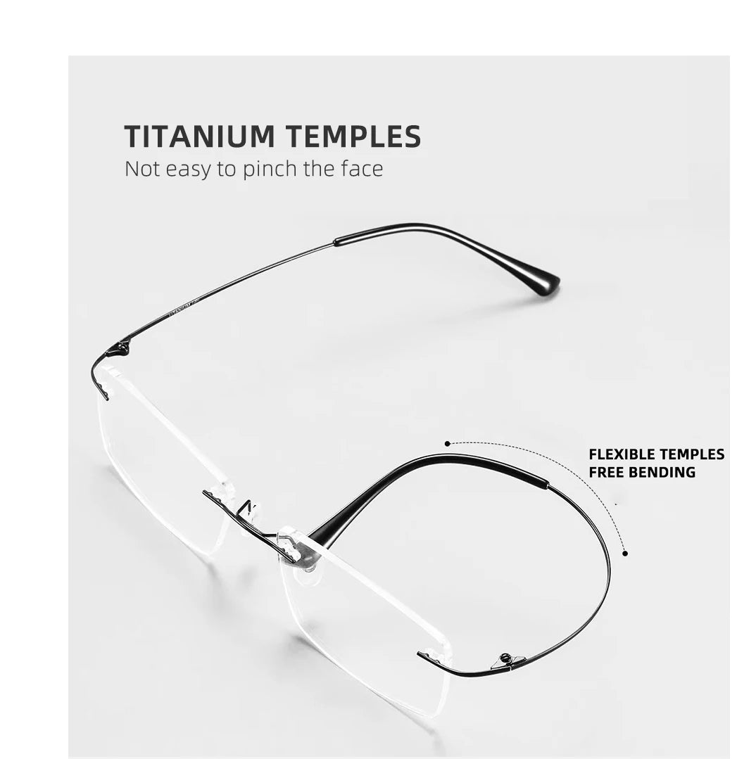 Titanium Reading Glasses Men High Quality Magnifying Presbyopic Eyeglasses Titanium Frames Anti Blue Light Rimless Glasses Men
