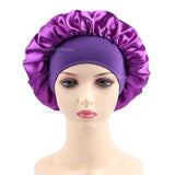 Women's Satin Solid Elastic Wide-brimmed Sleeping Hat Unisex Head Wrap Elastic Band Cap Hair Care Bonnet Night Hat bonnet