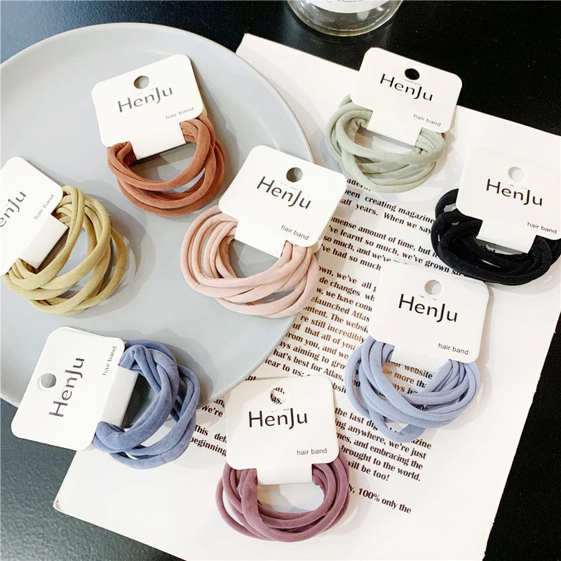 6Pcs/Lot Elastic Hair Bands Women Hair Rubber Band Elegant High Elasticity Solid Color Girls Elastic Hair Bands Hair Accessories