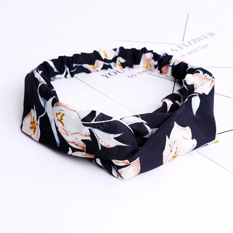 Women Headband New Fashion Hair Bands Bohemian Cross Elastic Hair Band For Ladies Black Purple Female Head band Hair Accessories