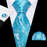 Noverlty Teal Silk Necktie For Men Solid Luxury Brand Suit Pocket Square Cufflinks High Quality Tie Set Wedding Party Barry.Wang