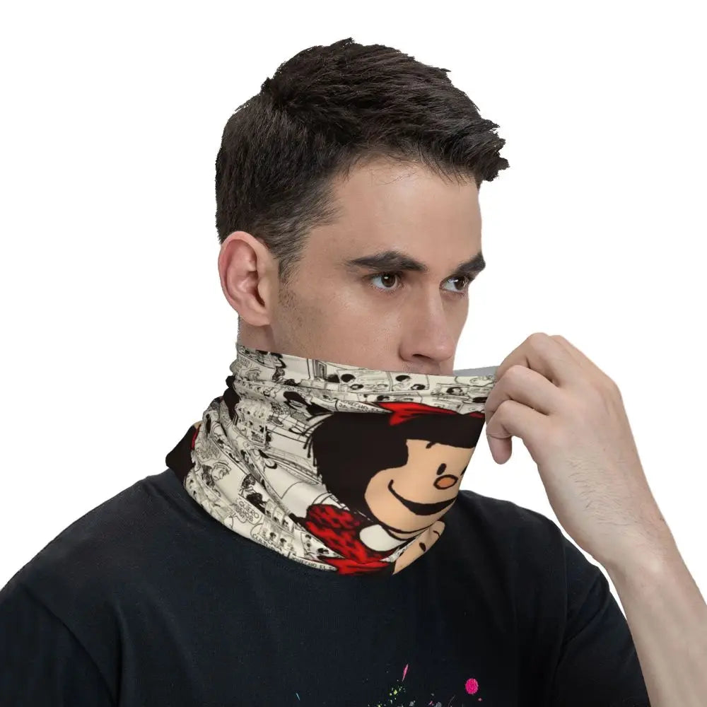 Comic Girl Scarf Neckerchief Neck Face Mask Polyester