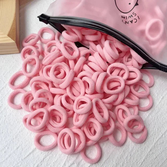 50/100Pcs Colorful Basic Nylon Ealstic Hair Ties for Girls Ponytail Hold Scrunchie Rubber Band Kid Fashion Hair Accessories