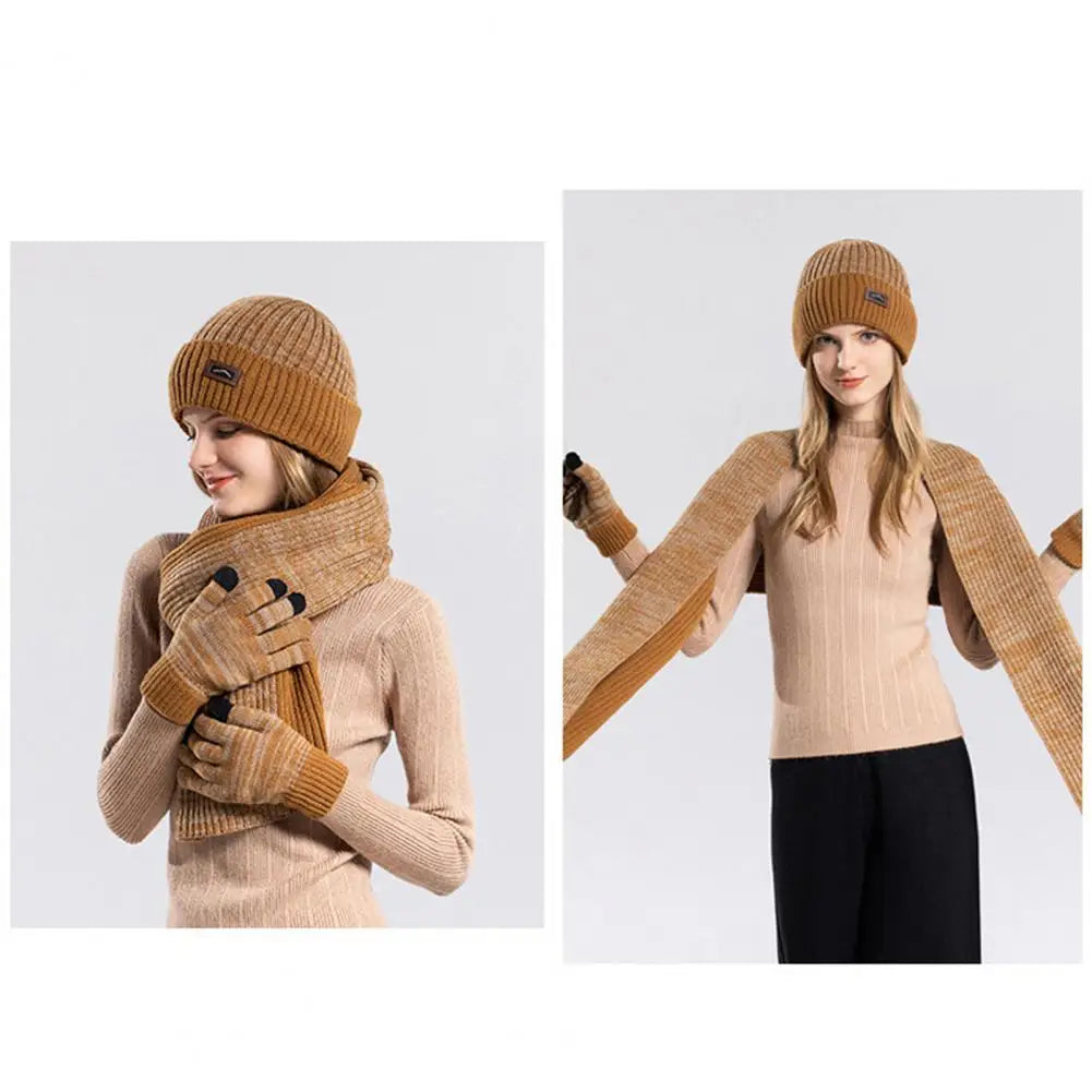 Long Knitted Scarf Women Winter Hat Ultra-thick Fleece Lined Winter Warm Beanie Hat Gloves Scarf Set Super Soft for Men