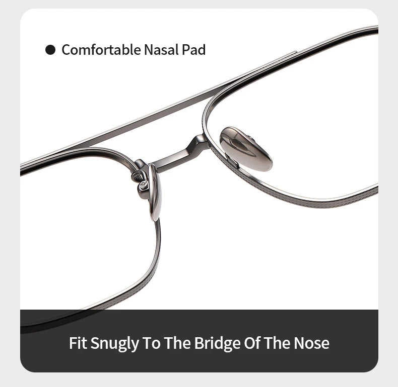 Trendy Men's Large size Titanium Frames Stylish, Double Bridge, Casual, Comfortable, Optical Prescription Eyewear for Men 07518