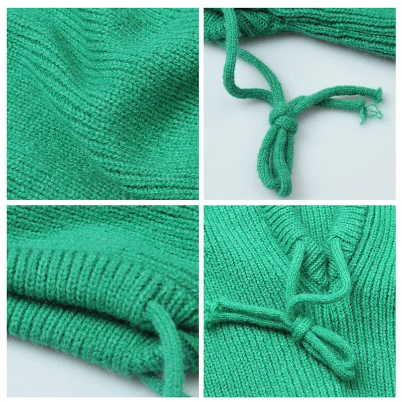 Winter Balaclava Hat for Men&Women Knitted Hooded Cap Outdoor Windproof Drawstring Hat One-Piece Neck Beanie Capofficial website