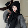 2025 Newest Knitted Balaclava Autumn Winter Solid Color Warm Beanie Shawl Earmuffs Hat One-piece Versatile Wool Hat For Women