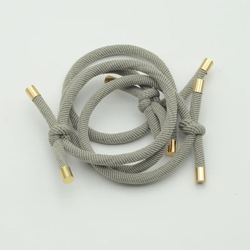 10PCS 5mm Knotted Twilled Elastic Hair Bands Golden Ends Hair Ties for fashion girls elasticity ponytail holders hair scrunches