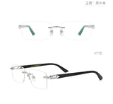 Frameless Horn Pure Titanium Glasses Frame with High-grade Natural White Horn Temples Can Be Matched with Myopia and Presbyopia.