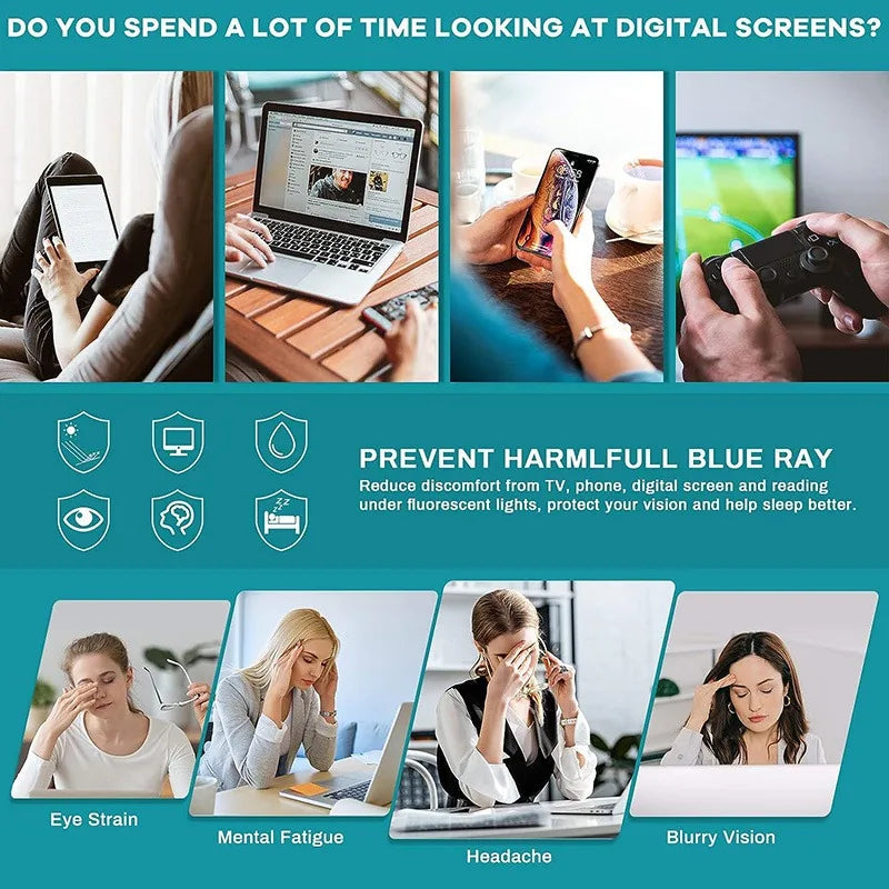 3 pieces of blue light blocking glasses - fashionable square fake glasses, anti radiation computer gaming glasses, sunglasses