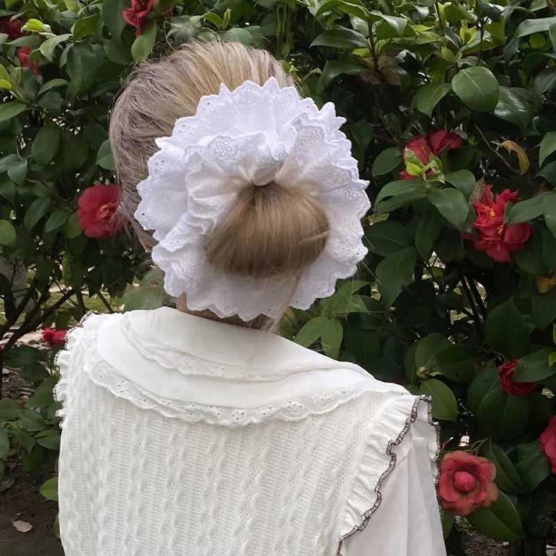 Oversized Lace Hair Scrunchie Elastic Ponytail Holder Elastic Hair Accessories