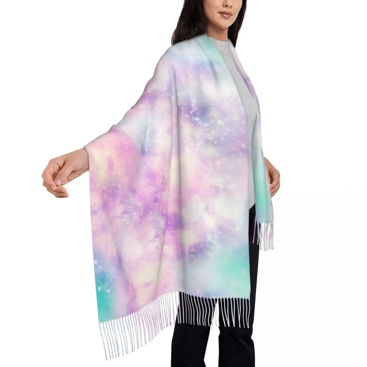 Unicorn Colours Galaxy Universe Print Women's Pashmina Shawl Wraps Fringe Scarf Long Large Scarf