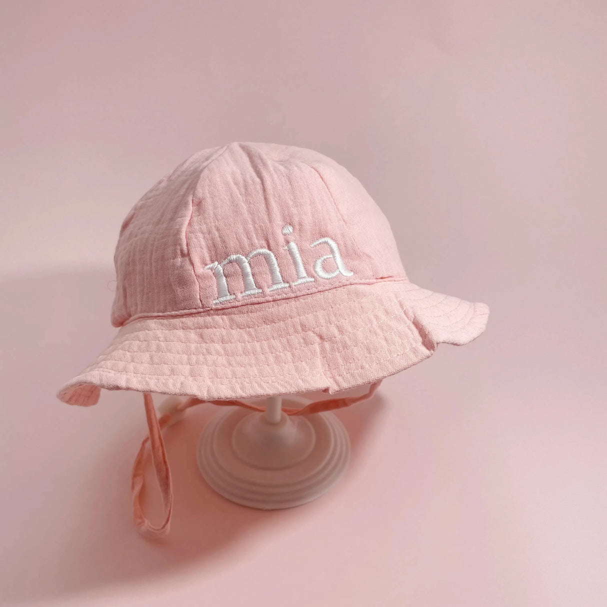 Embroidered Name Breathable Kids Wide Brim Sun Hat With Adustable Chin Strap Suitable For Summer And Beach