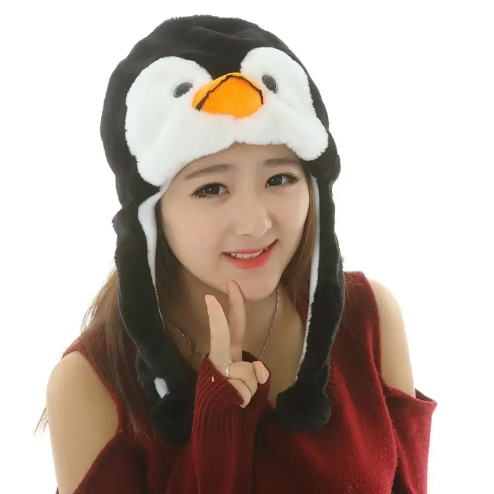 Soft Plush Animal Hat Moving Ears Hat Headgear Ears Airbag Cap Ear Protection Earmuff Funny Toys Neck Warmer Winter Warmer