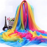 Chiffon Rainbow Colorful Scarf Women's arn Scarf Dance Silk Scarf Oversized Beach Scarf Shawl Four SeasoYns