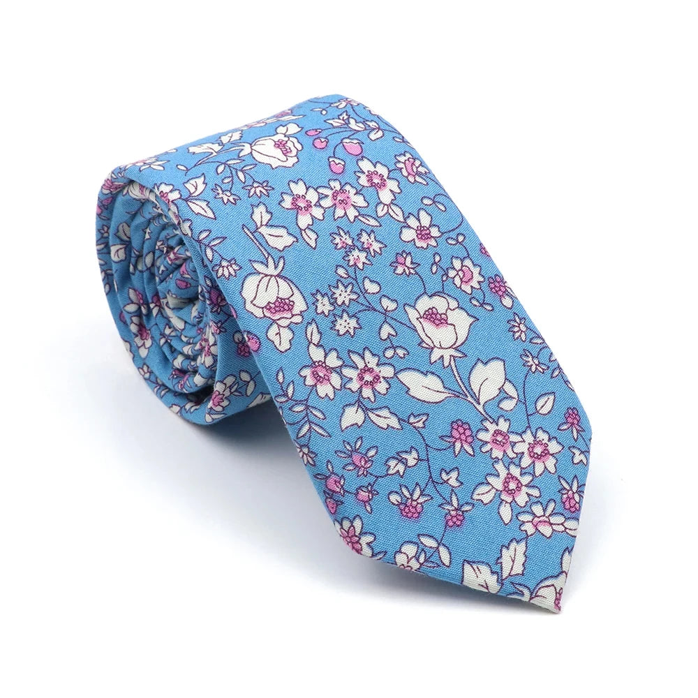 New Men's Floral Neck Ties Casual Cotton Slim Tie Skinny Wedding Party Suit Collar Flower Neckties Gravata Accessories Gift