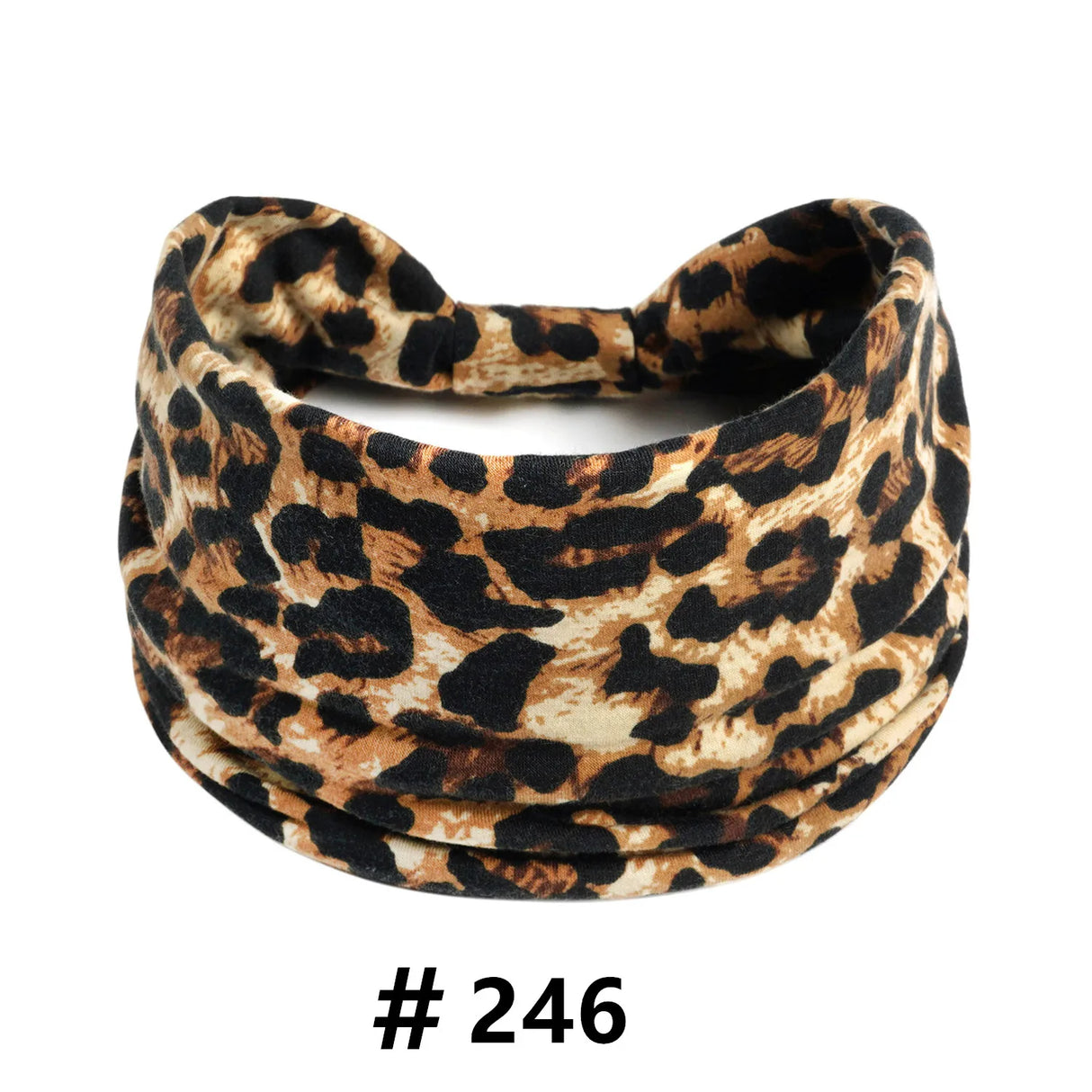 Leopard Print Headbands for Women Wide Boho Turban Head Wraps Cotton Knotted Elastic Hairbands Non Slip Workout Hair Accessories