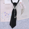 Hand Made Black Ribbon Tie Crystal Rhinestone Jewelry Men White Shirts College Girl Boys Collar Neck Ties Uniform Women Necktie