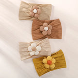 1Pc Baby Nylon Headscarf Astique Suitable Newborn Girl Flower Handmade Headband Elastic Hairband Turban Toddler Hair Accessories