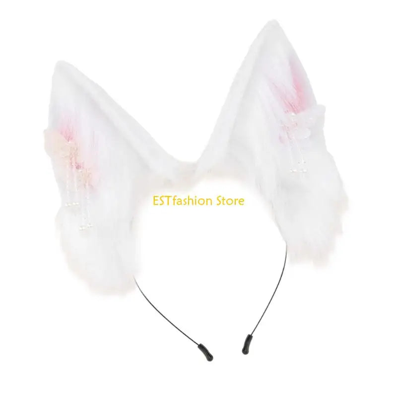 Y5GC Bendable Cats Ear Hairband Plush Animal Ear Hairband For Anime Enthusiasts Roleplay and Halloween Party DressingUp Props