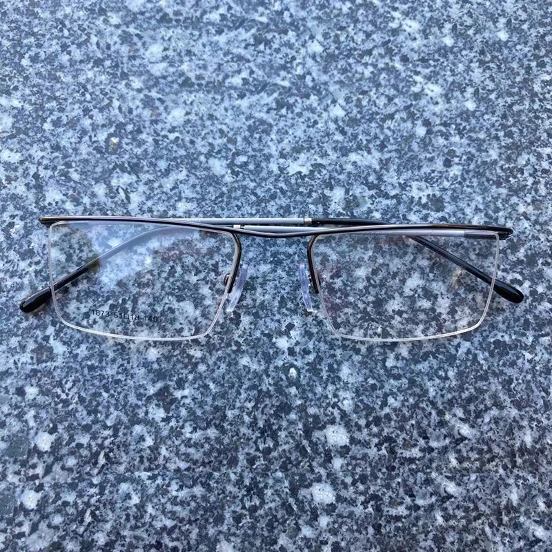 Men's business glasses frame half frame Square frame ultra light comfortable titanium alloy optical prescription Eyeglasses