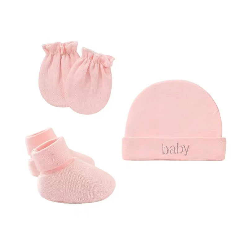 Newborn Hat+Gloves+Socks Set for Baby Boy&Girl Cotton Fall Casual Photography Props Soft Headwear Infant Nightcap Fashion