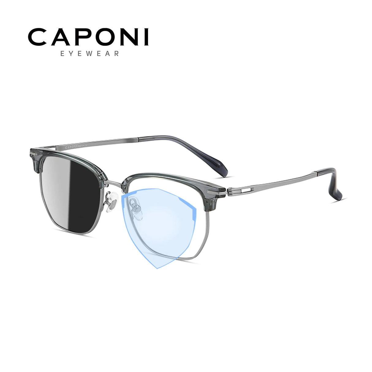 CAPONI Original Designer Men Glasses Frames Pure Titanium  Business Eyewear Anti Blue Light Multifunctional Frame Glasses J23615