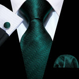 Fashion Luxury Green Silk Tie For Men Casual Formal Wedding Geometric Tie Barry.Wang NeckTies Hanky Cufflinks Set Business Gift