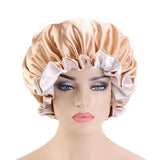 Lady Silk Night Sleep Hats Double Layer Head Cover Fashion Shower Cap Adjustable Silk Satin Bonnet For Women