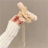 New Fashion Bow Tassel Pendant Hair Clips Korea Ponytail Plush Shark Claw Girls Fall and Winter Gift Hair Accessories
