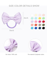 12Pcs Hair Bow Bobbles for Girls Hair Ties Pontial Bows Hair Bands with Cotton Blend Bows 3.5Inches, Hair Elastics for Girls