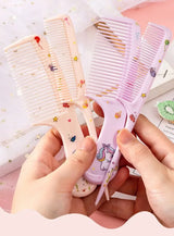 2pcs Kids Hair Combs Set Cartoon Animals Children Hairdressing Comb with Pointed Tail Girls Portable Anti-Static Plastic Comb