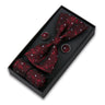 Bowtie Set For Men Gift Box Business Fashion Red Bow Tie Pocket Square Cufflinks Set Bowtie 3pcs For Wedding Hanky Cravatas Neck