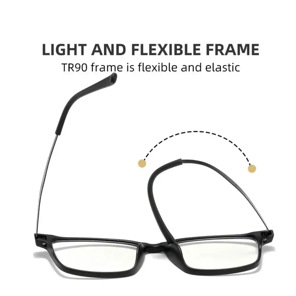 Blue Light Blocking Reading Glasses Men Women Ultralight TR90 Titanium Alloy Optical Frame Eyeglasses Square Eyewear